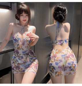 FEE ET MOI - Thai Style Floral Bodycon Vacation Beach Dress (White)